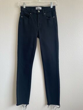 PAIGE Black Skinny Jeans Womens 24 Raw Hem High Rise Stretch Denim